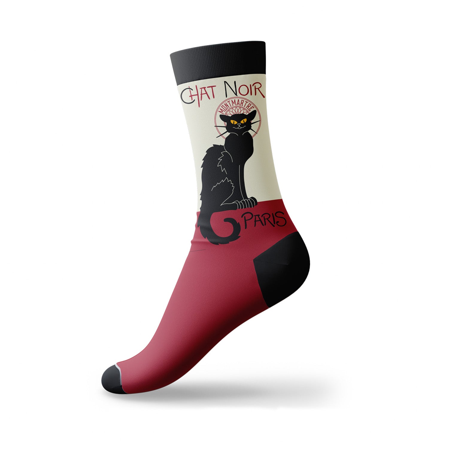 CHAUSSETTES CHAT NOIR ECRU