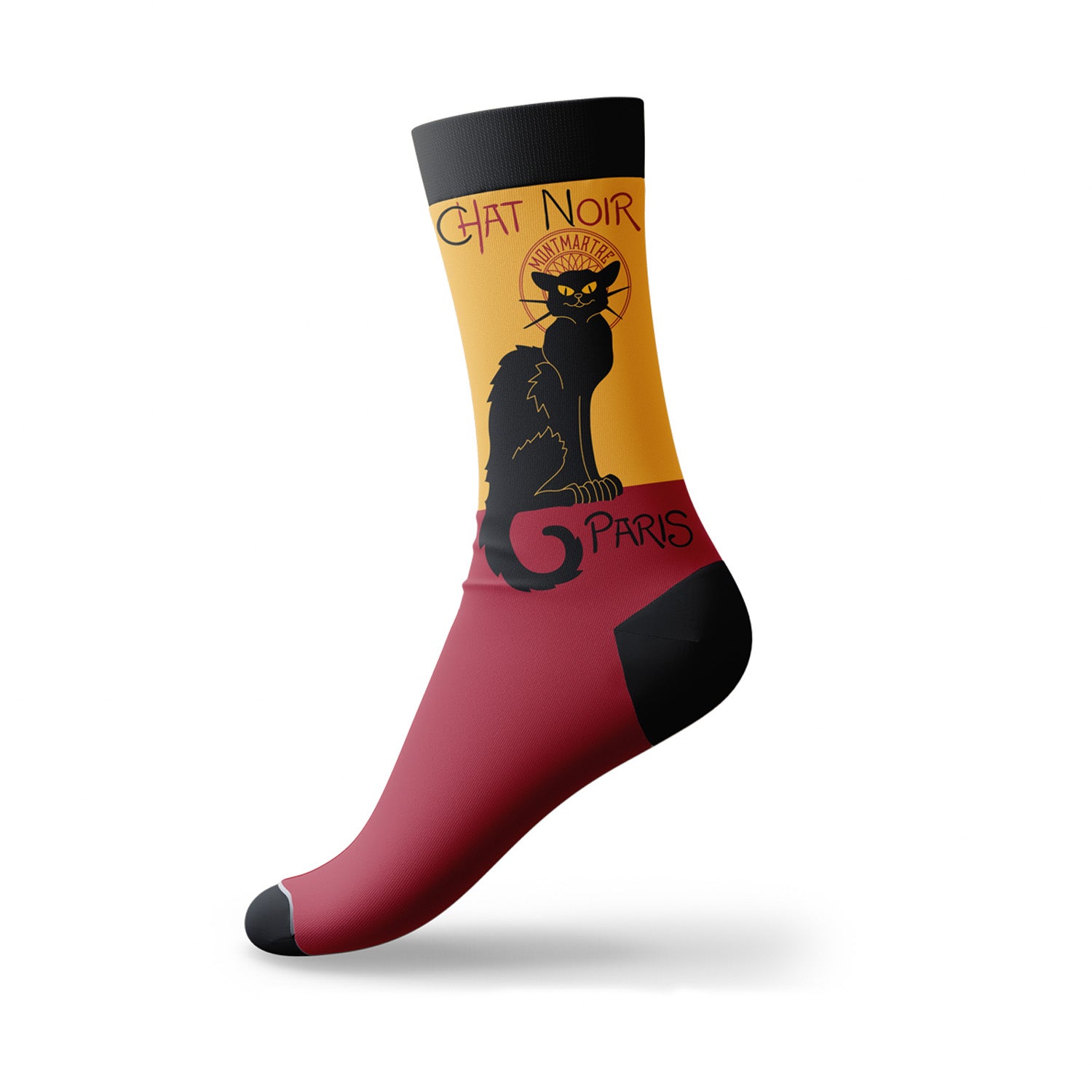 CHAUSSETTES CHAT NOIR JAUNE